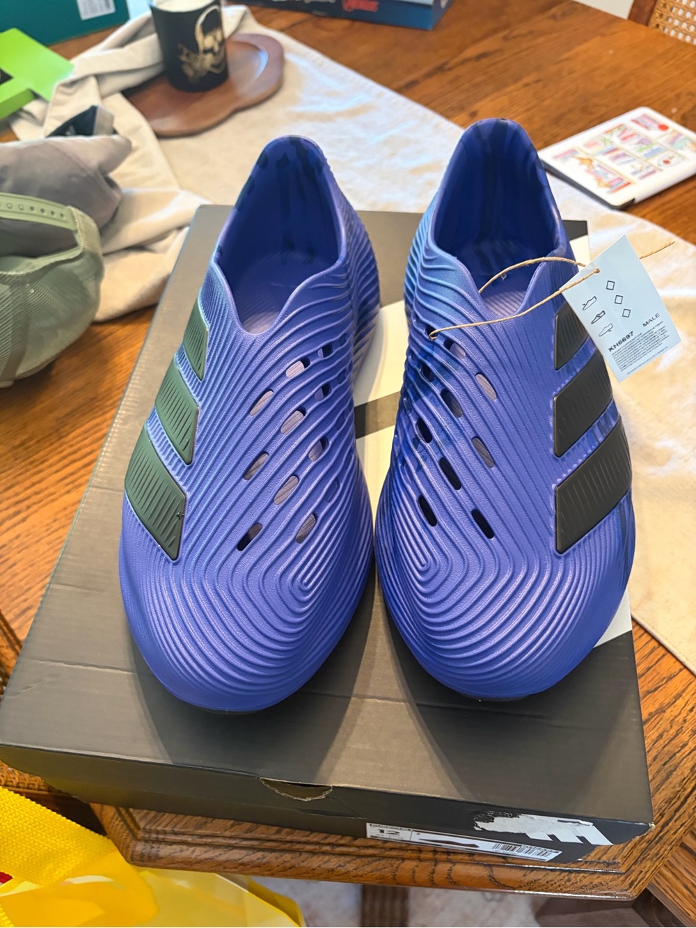 adidas Purple Slip-On Ventilated Sneakers with Black Stripes
